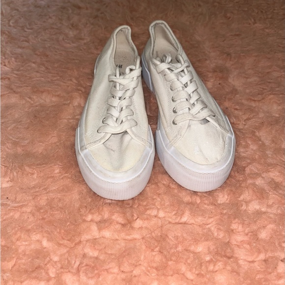 h&m white high platform canvas sneakers - Picture 3 of 5